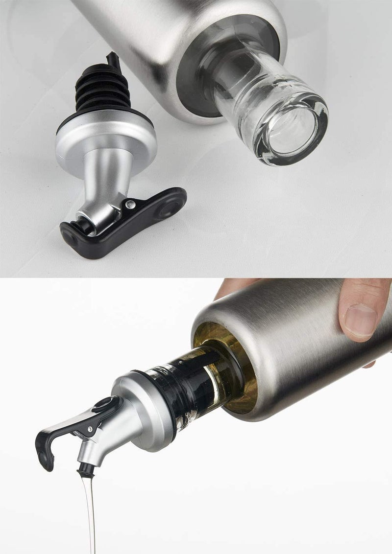 NGEL Stainless Steel Oil Dispenser Bottle Glass Cooking Oil Vinegar Cruet for Kitchen Pack of 1 - Image 5