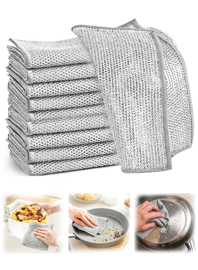 10PCS خدوش خدوش الأسلاك الفولاذية قماش المطبخ غسل الصحون قماش - Image 1