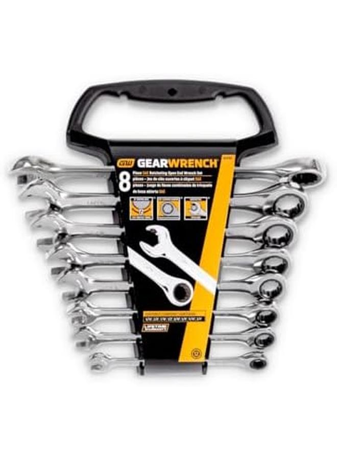 GearWrench 8 Pc. 12 Point Open End Ratcheting Combination Sae Wrench Set 85599 - Image 3