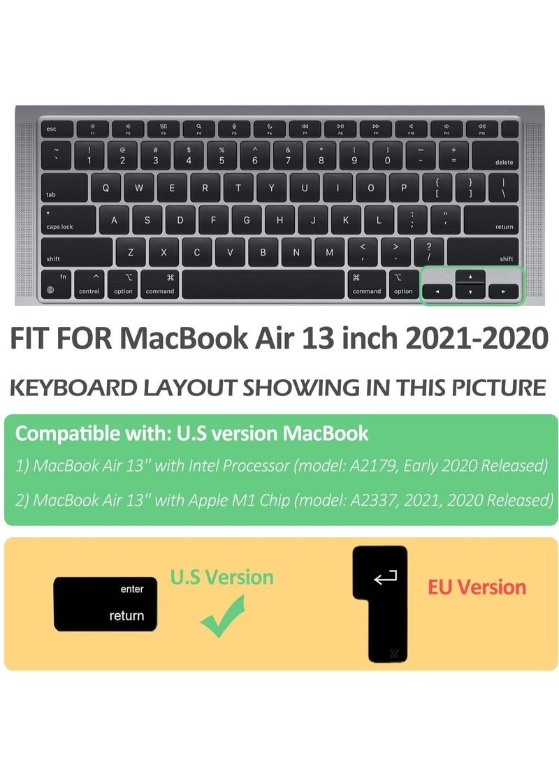 English Language Ultra Thin Silicone Keyboard Cover for 2021 /2020 MacBook Air 13 Inch A2179 and A2337 M1 Chip US Layout with Touch ID Keyboard Accessories Protective Skin Black - Image 2