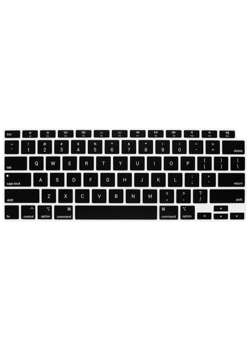 English Language Ultra Thin Silicone Keyboard Cover for 2021 /2020 MacBook Air 13 Inch A2179 and A2337 M1 Chip US Layout with Touch ID Keyboard Accessories Protective Skin Black - Image 4