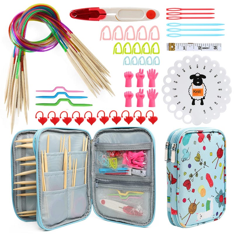 KOKNIT Lightweight Circular Knitting Needles Set 31 Bamboo Storage Organizer for Beginners Round Knitting Needles with Sewing Tools Full DIY Craft Kits - Image 3