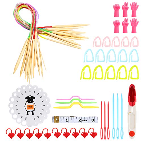 KOKNIT Lightweight Circular Knitting Needles Set 31 Bamboo Storage Organizer for Beginners Round Knitting Needles with Sewing Tools Full DIY Craft Kits - Image 5