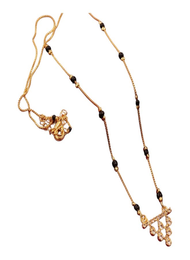 قلادة مانجالسوترا من الذهب المصقول بدقة متناهية من AAIKU مرصعة بالألماس الأمريكي، هدية مثالية لحفلات الزفاف والذكرى السنوية والمناسبات الخاصة للنساء، بطول 18 بوصة. - Image 1