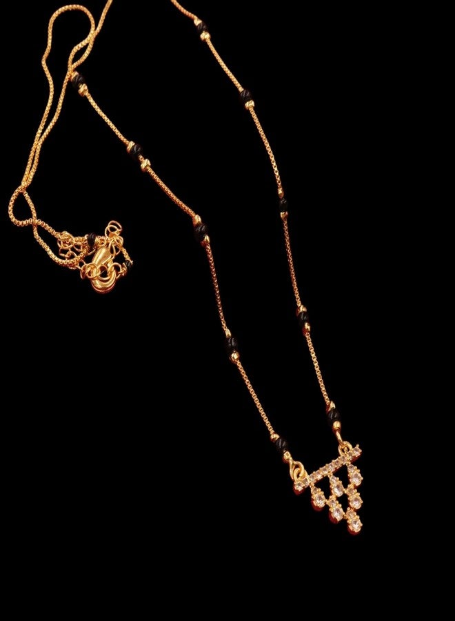 قلادة مانجالسوترا من الذهب المصقول بدقة متناهية من AAIKU مرصعة بالألماس الأمريكي، هدية مثالية لحفلات الزفاف والذكرى السنوية والمناسبات الخاصة للنساء، بطول 18 بوصة. - Image 3