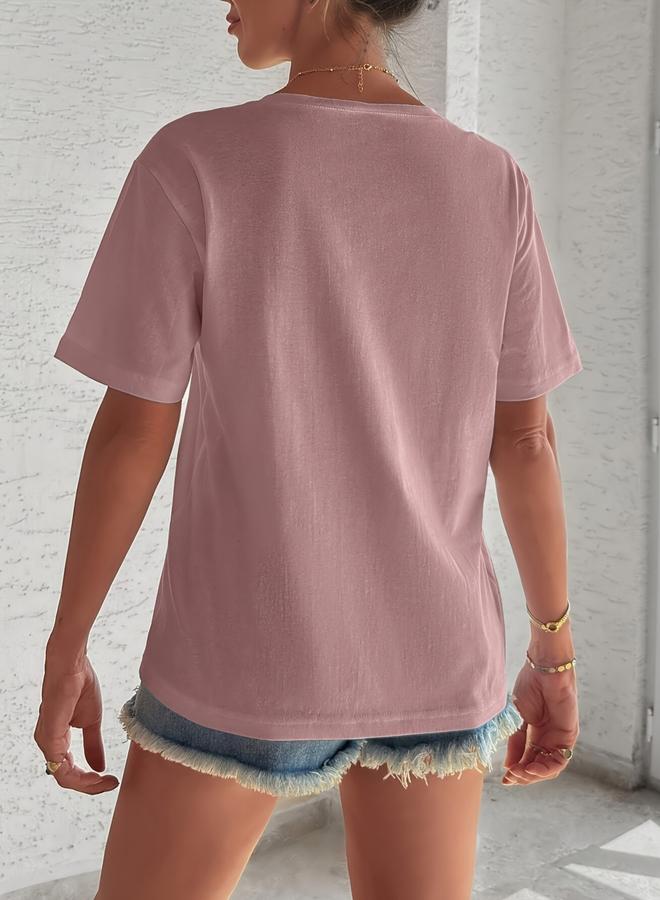 Take Two Plus Size Floral Embroidery Pocket T-Shirt - Image 2
