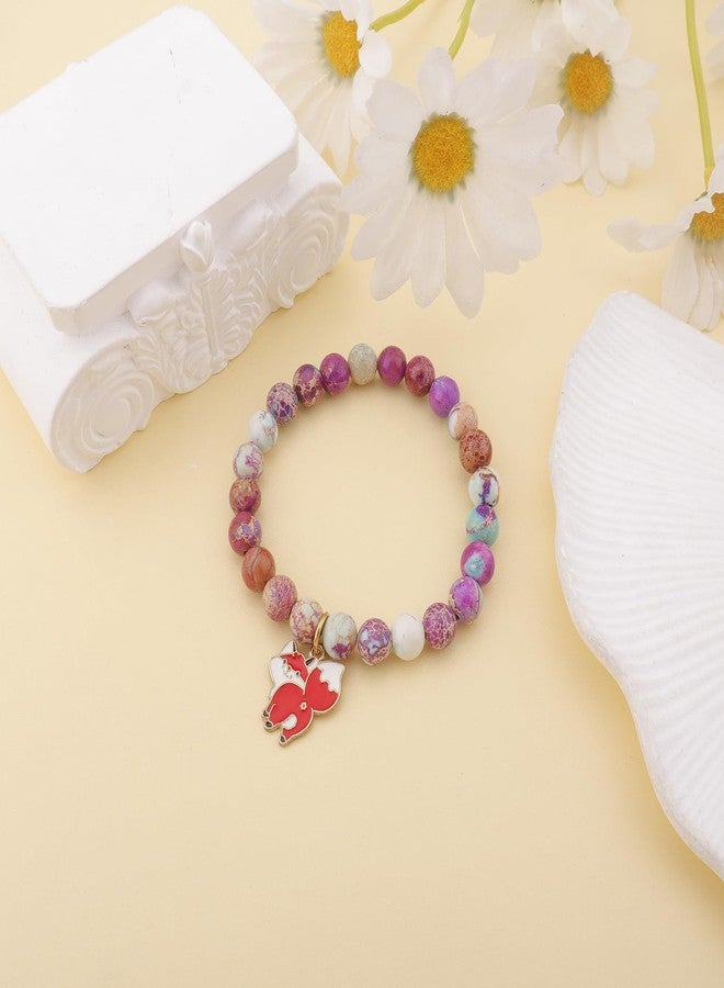 بارتنر أساور ساحرة بتصميم ثعلب للنساء من بارتنر، مصنوعة من حجر طبيعي، مجوهرات ثعلب، هدايا ملهمة ومُعالجة للنساء ومحبات الحيوانات (حجر الإمبراطور). - Image 4