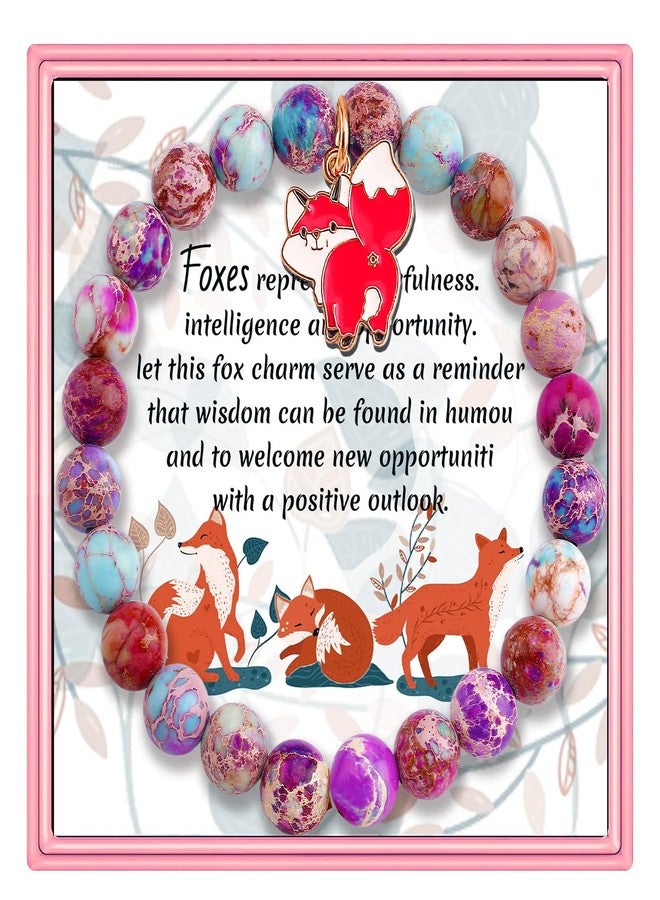 بارتنر أساور ساحرة بتصميم ثعلب للنساء من بارتنر، مصنوعة من حجر طبيعي، مجوهرات ثعلب، هدايا ملهمة ومُعالجة للنساء ومحبات الحيوانات (حجر الإمبراطور). - Image 1