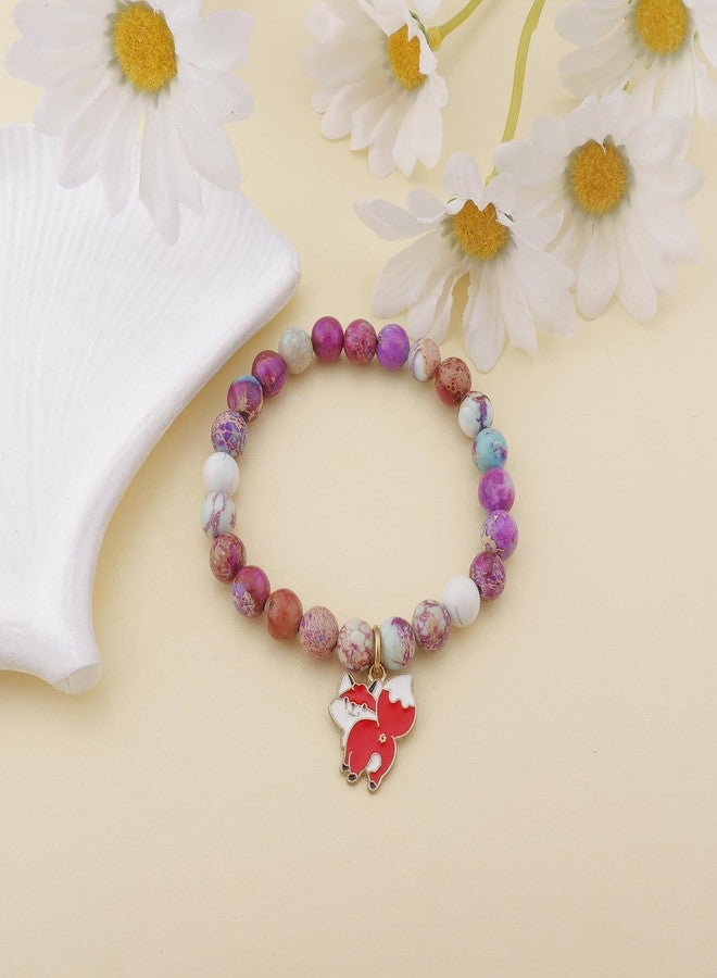 بارتنر أساور ساحرة بتصميم ثعلب للنساء من بارتنر، مصنوعة من حجر طبيعي، مجوهرات ثعلب، هدايا ملهمة ومُعالجة للنساء ومحبات الحيوانات (حجر الإمبراطور). - Image 2