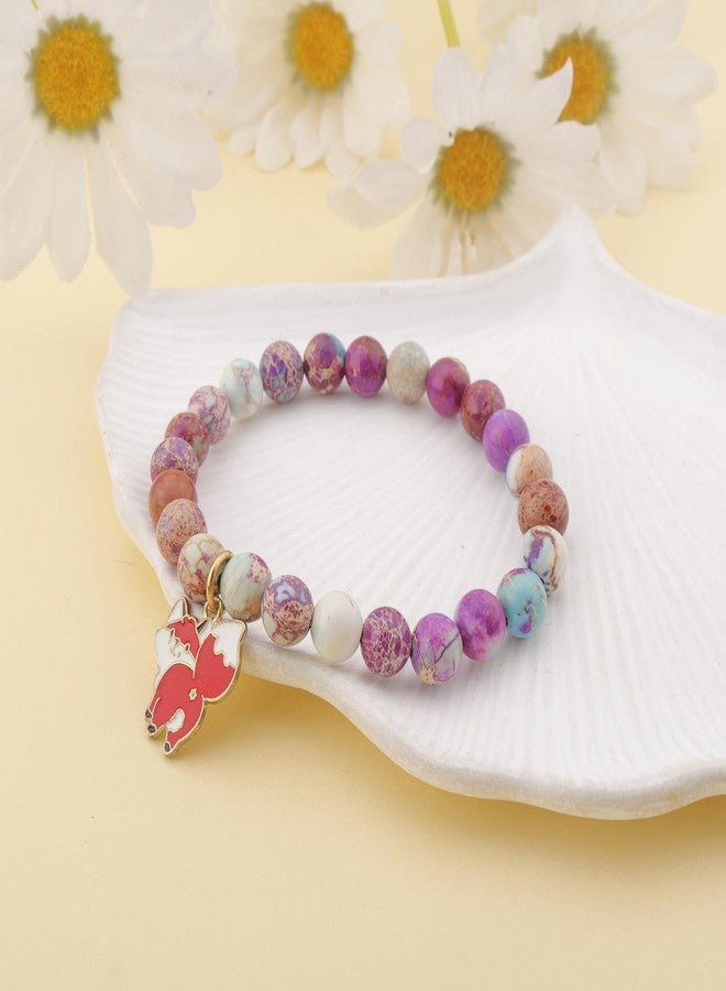 بارتنر أساور ساحرة بتصميم ثعلب للنساء من بارتنر، مصنوعة من حجر طبيعي، مجوهرات ثعلب، هدايا ملهمة ومُعالجة للنساء ومحبات الحيوانات (حجر الإمبراطور). - Image 3