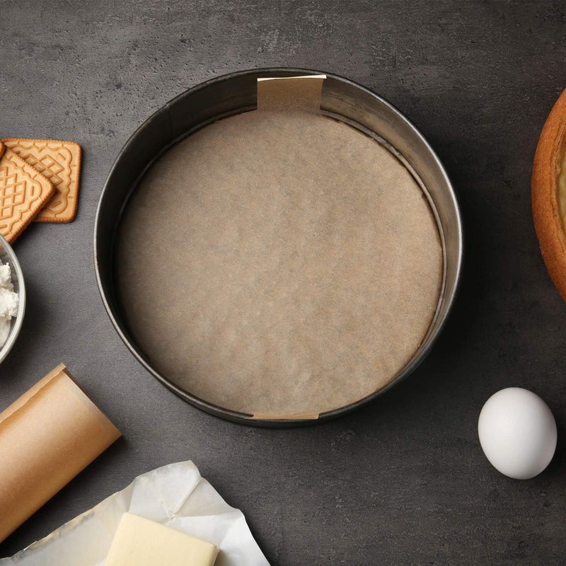 Maitys 120 Pieces Precut Circle Cake Pan Liners Round Parchment Paper Non-stick Parchment Paper with Lift Tabs for Baking (Brown) - Image 4