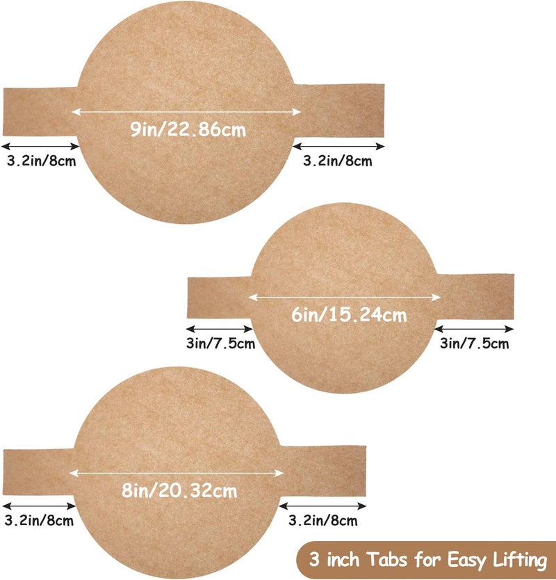 Maitys 120 Pieces Precut Circle Cake Pan Liners Round Parchment Paper Non-stick Parchment Paper with Lift Tabs for Baking (Brown) - Image 2