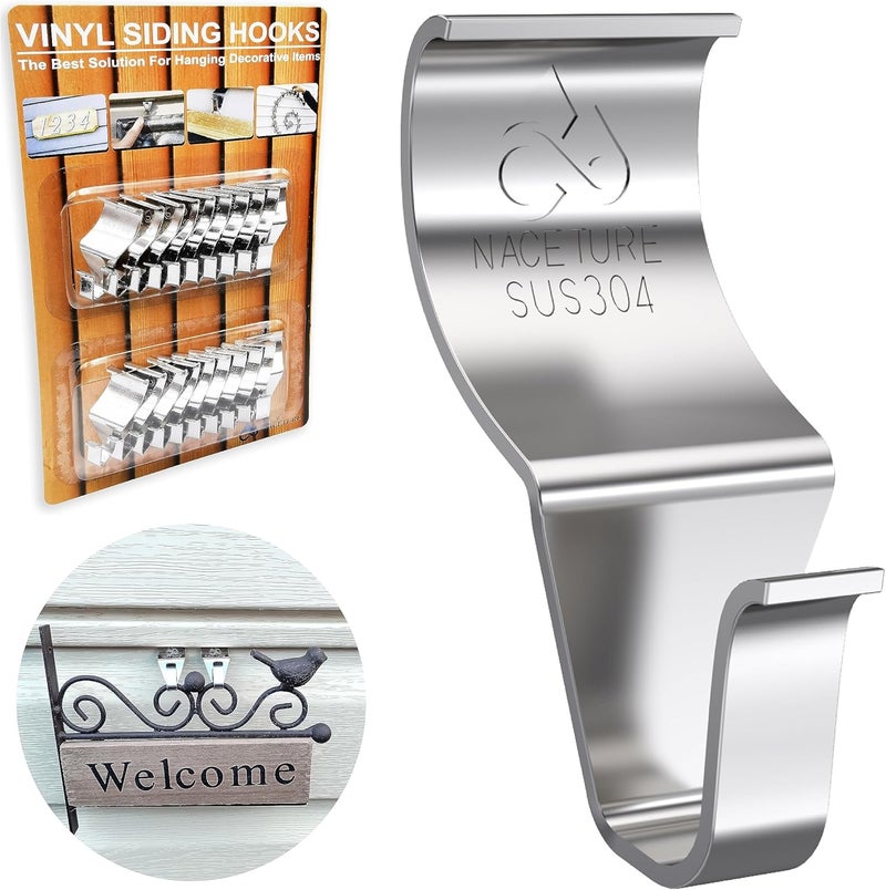 NACETURE Vinyl Siding Hooks 20 Pack Heavy Duty Siding Clips Vinyl Siding Hanger for Hanging on Patio, No Hole Need Command Outdoor Hook Hang to Decor Wreath Things - Image 1