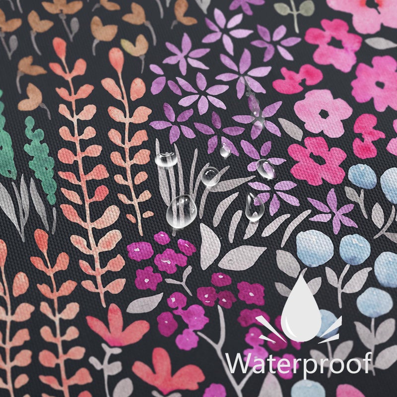 MAYZUS Small Stall Shower Curtain 36 x 72 Inch  Half Narrow Cute Floral Shower Curtain for Bathroom  Black Hot Pink Wildflower Boho Cottagecore Fabric Shower Curtain Set with Hooks - Image 3