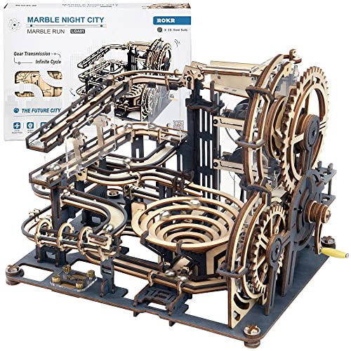 ROKR 3D Wooden Puzzles for Adults Marble Run Model Building KitLGA01 Marble Night City - Image 1