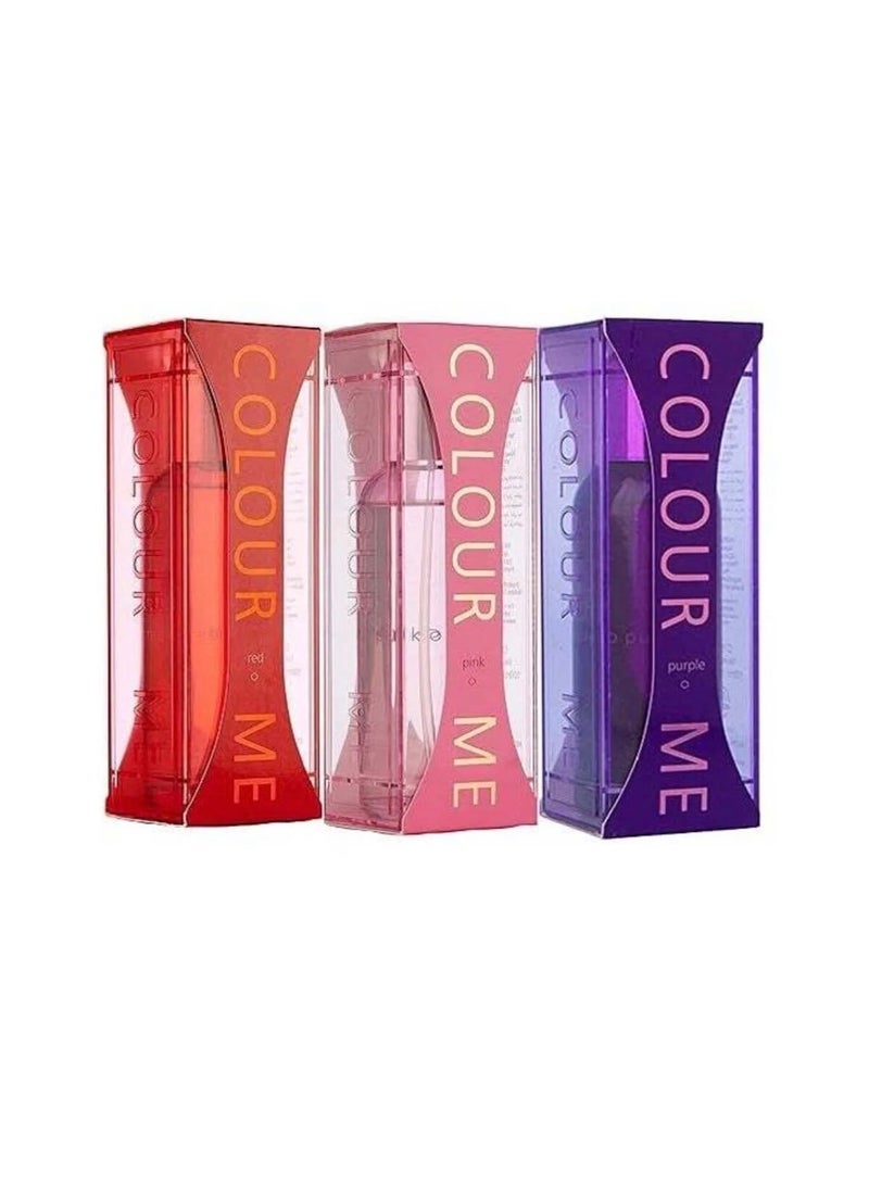 COLOUR ME Combo Pack Eau de Parfum, Pink, Purple, Red Set, 300ml