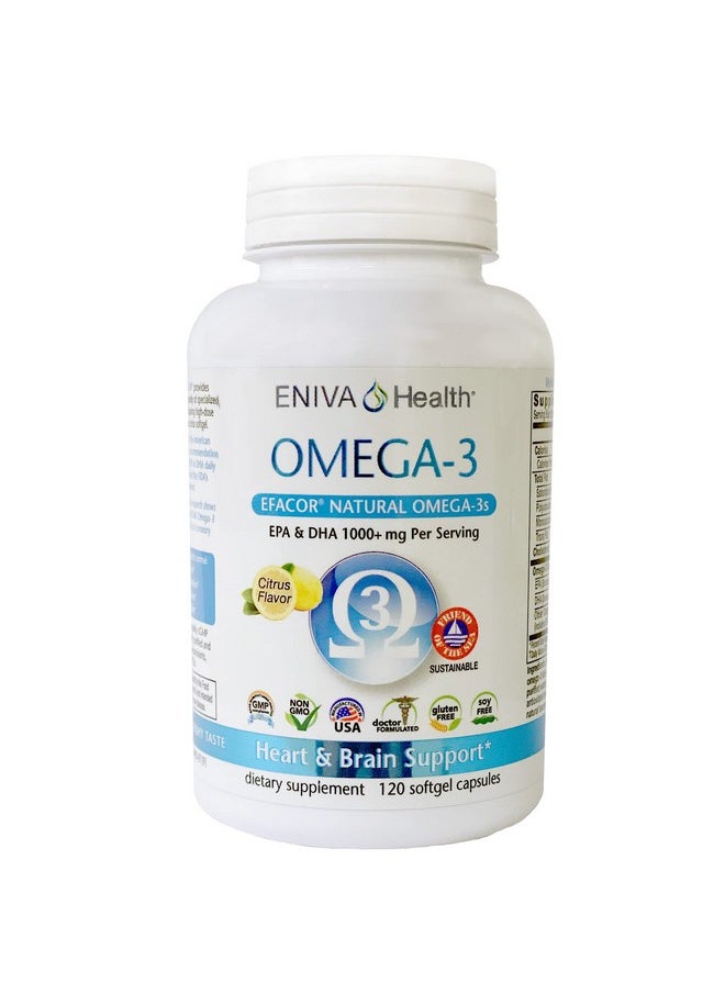 Eniva Health - Omega3 Fish Oil ; 1120 Mg ; High Epa/Dha Premium Fish Oil Daily Supplement For Heart Brain & Immune Support For Adults Men & Women 120 Capsules - Image 1