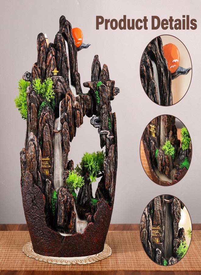 SERdeerCH Large Backflow Incense Burner Resin Mountain Waterfall Incense Holder Smoked Fountain Aromatherapy Office Yoga Room Home Decoration - Image 4