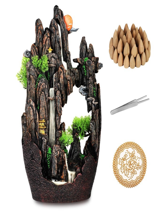 SERdeerCH Large Backflow Incense Burner Resin Mountain Waterfall Incense Holder Smoked Fountain Aromatherapy Office Yoga Room Home Decoration - Image 1