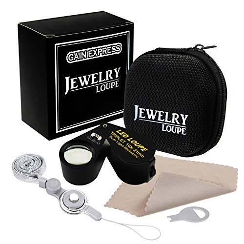 GAIN EXPRESS Illuminated Jewelers Loupe Magnifier, Foldable Jewelry Magnifier with 6 LED & UV Lights, Hastings Triplet Loupe 10X for Gems, Jewelry, Coins, Stamps, etc - Image 4