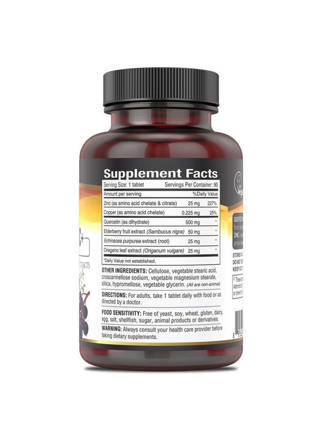 Deva Nutrition Vegan Quercetin 500mg Plus 25mg Zinc with Elderberry, Echinacea and Oregano Extracts -No Animal Ingredients - 90 Tablets, 1-Pack - Image 2
