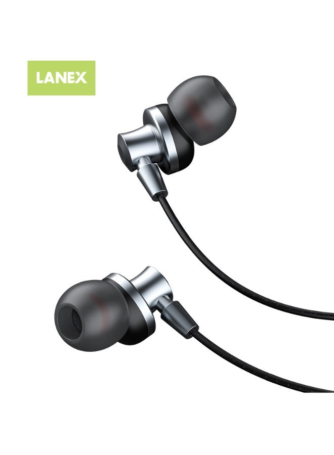 LANEX LANX LE11 In-Ear Earphones with Microphone 3.5mm Plug Amazing Sound Effect Dynamic Stereo Sound High and Deep Bass Performance Excellent Sound Isolation and Noise Reduction Comfortable Wearing 120cm Color Black  - Image 3