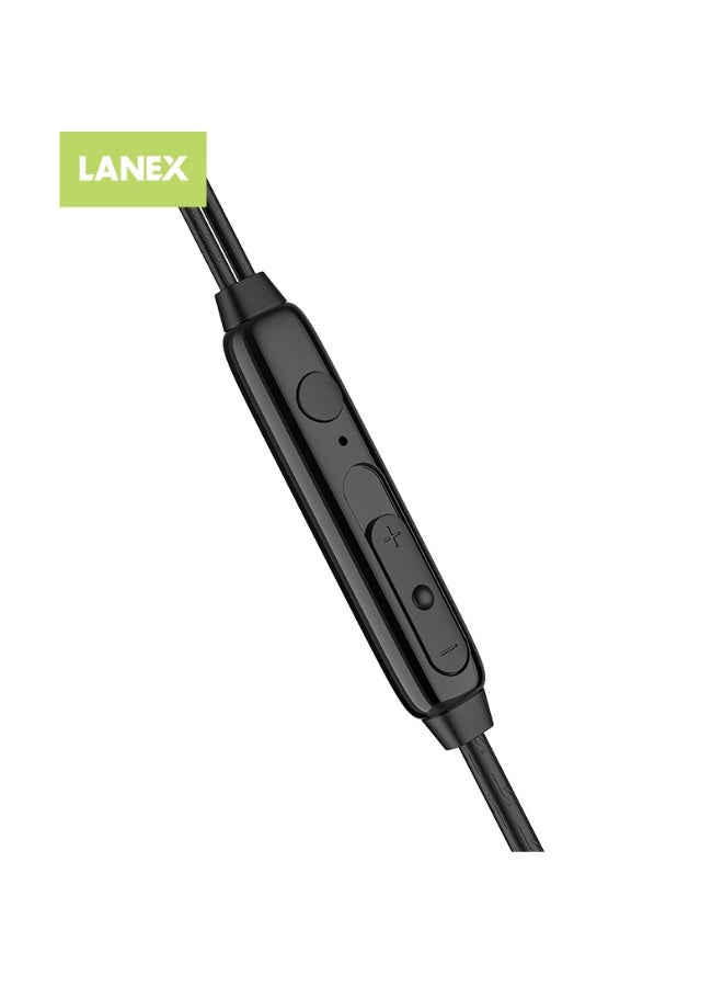 LANEX LANX LE11 In-Ear Earphones with Microphone 3.5mm Plug Amazing Sound Effect Dynamic Stereo Sound High and Deep Bass Performance Excellent Sound Isolation and Noise Reduction Comfortable Wearing 120cm Color Black  - Image 2