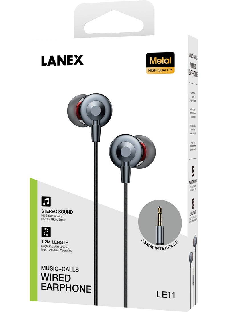 LANEX LANX LE11 In-Ear Earphones with Microphone 3.5mm Plug Amazing Sound Effect Dynamic Stereo Sound High and Deep Bass Performance Excellent Sound Isolation and Noise Reduction Comfortable Wearing 120cm Color Black  - Image 5