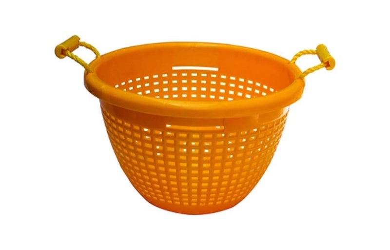 A. SHARIF A SHARIF Round Sona Unbreakable Plastic Basket with Handle Organizers Storage Basket for Fish Fruit Vegetable Multipurpose use Random Colour 440 mm x 395 mm x 230mm Pack of 1 - Image 1