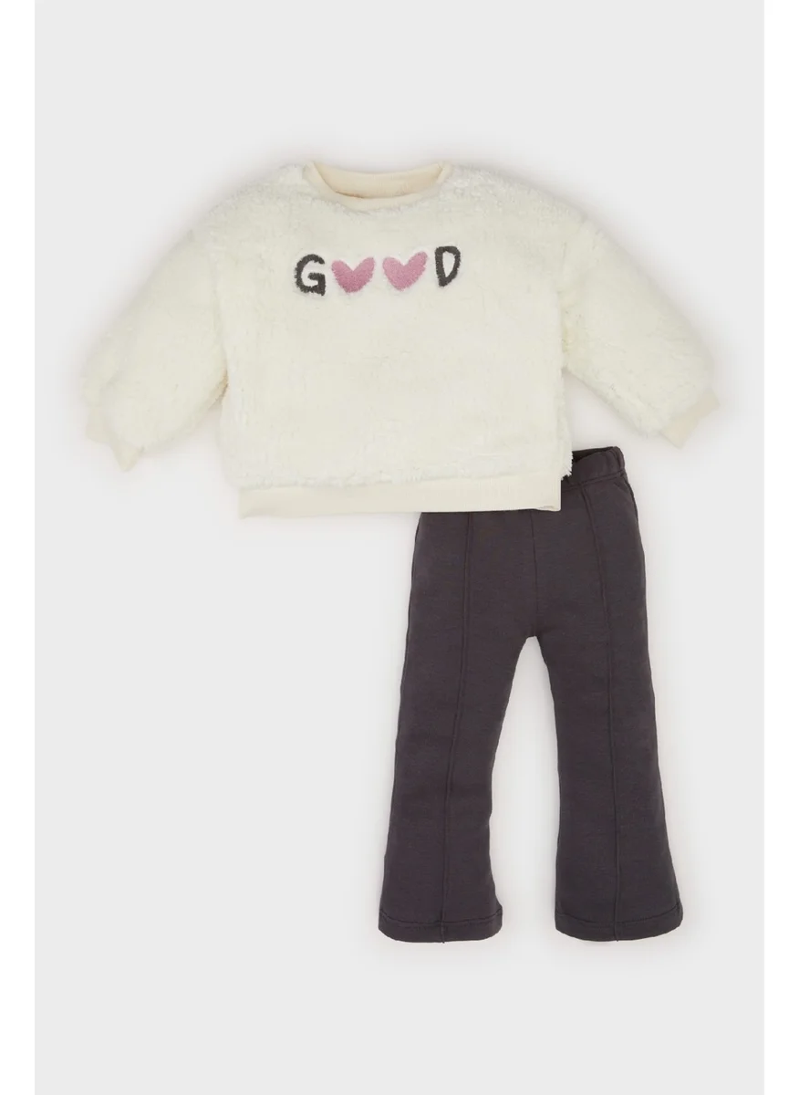 DeFacto Baby Girl 2-Piece Set Crew Neck Printed Sweatshirt Bell Bottom D7261A524WN