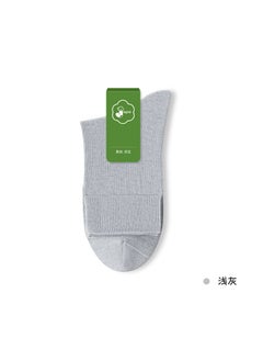 Mens Business Cotton Socks Anti-Odor Mid-Calf Light gray