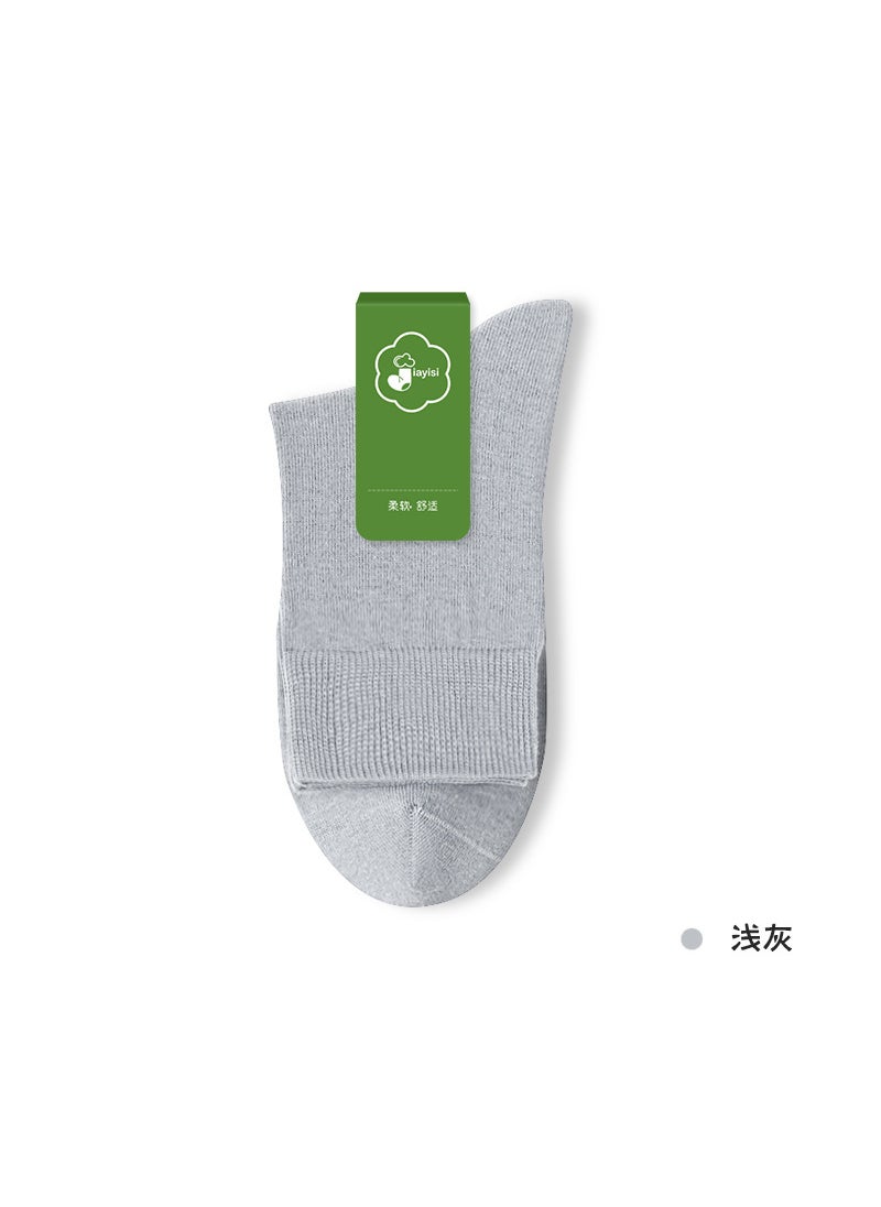 Generic - Mens Business Cotton Socks Anti-Odor Mid-Calf Light gray - Image 1