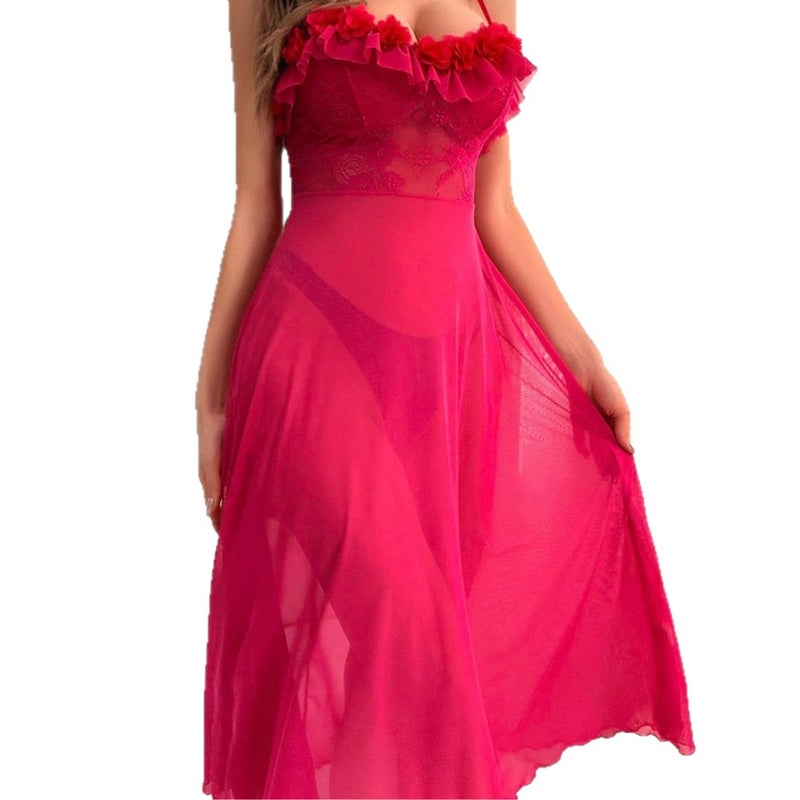 Lace Trim Spaghetti Strap Sleep Dress for Women - Image 1