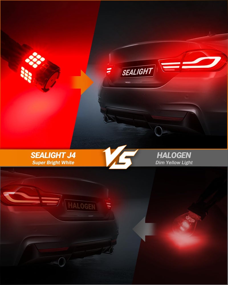 SEALIGHT 3157 LED Bulb 3156 3057 LED Strobe Brake Light, Brilliant Red 600% Brighter, With Built-In Resistor, Anti Hyper Flash Error Free for Tail Light, Stop Signal Light, Parking Light, 2 Pack - Image 5
