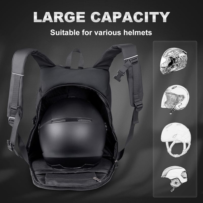 SKYJDM Motorcycle Backpack for Men - Large Capacity Waterproof Helmet Backpack for Men with Laptop Pocket, Large - Image 2