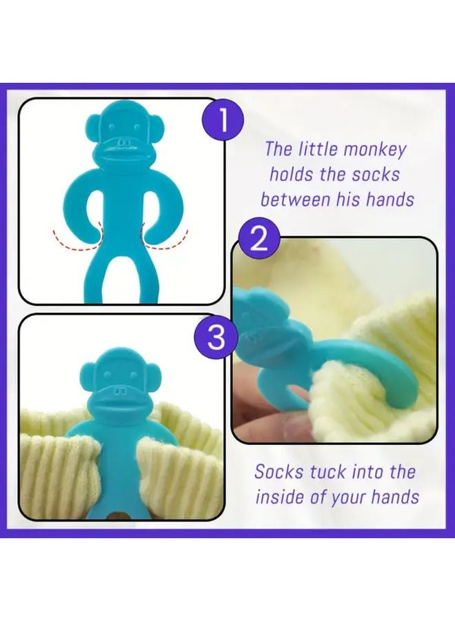 Red Sock Monkey Laundry Holder 5pcs Creative Home Washing Machine Drying Rack Organizer - Image 5