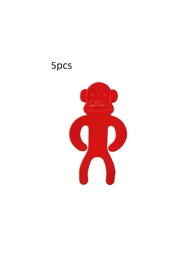 Red Sock Monkey Laundry Holder 5pcs Creative Home Washing Machine Drying Rack Organizer - Image 1