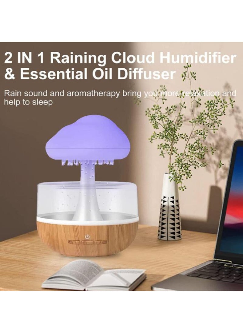 BUYCO - Raining Cloud Night Light Aromatherapy Essential Oil Diffuser Micro Humidifier Desk Fountain Bedside Sleeping Relaxing Mood Water Drop Sound White - Image 1