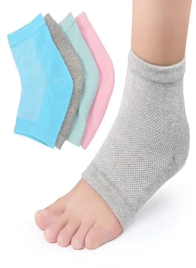 Silicone Gel Heel Socks, Cotton Blend, Grey, Free Size, Moisturising and Breathable with Anti-Slip Design for Cracked Heel Care, 17 x 11 cm - Image 1