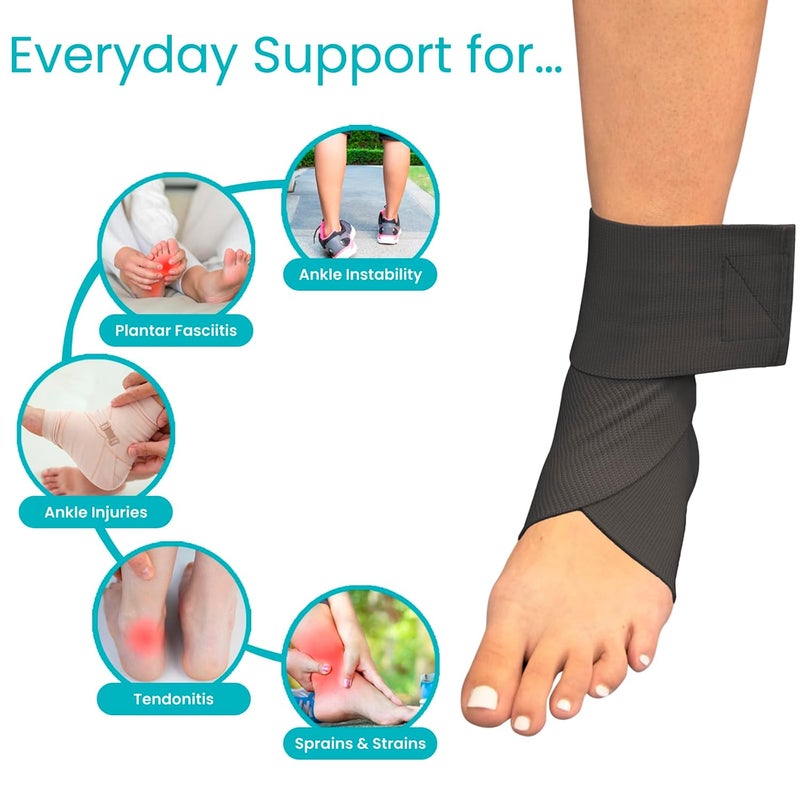 Vive Ankle Wrap 2 Pack  Strap Heel Brace Stabilizer For Sprained Foot  Breathable Soft Firm Compression Sport Sleeve For Swelling  Adjustable Nonslip Elastic Support For Tendonitis Women Men - Image 2