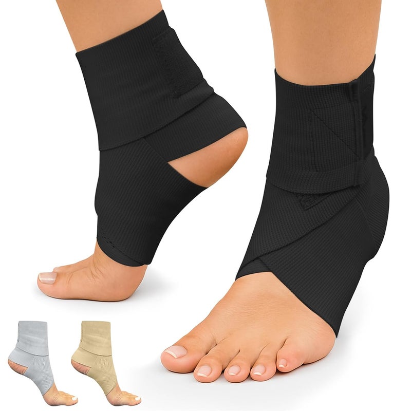 Vive Ankle Wrap 2 Pack  Strap Heel Brace Stabilizer For Sprained Foot  Breathable Soft Firm Compression Sport Sleeve For Swelling  Adjustable Nonslip Elastic Support For Tendonitis Women Men - Image 1