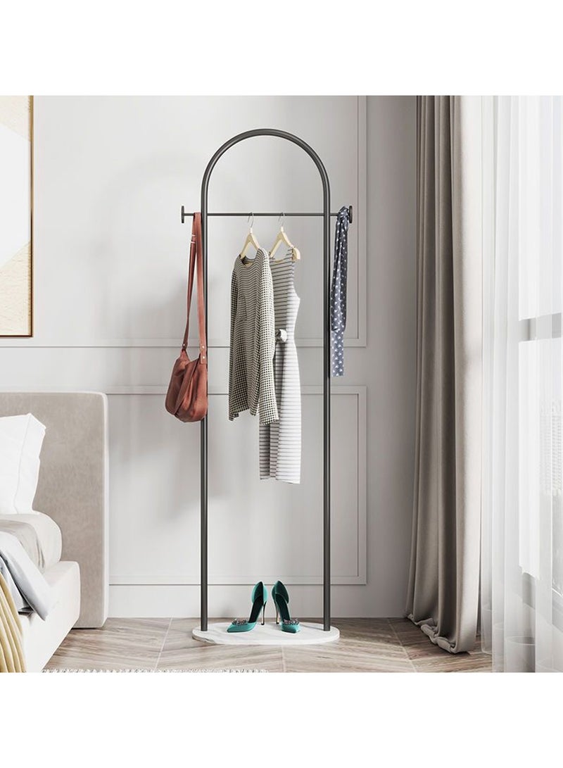 YQbest حامل معاطف وأرفف ملابس أنيق ومتعدد الاستخدامات - شكل نصف دائري، متعدد الوظائف - شماعة معاطف معدنية على شكل قوس، بارتفاع 170 سم، لمساحة معيشة أنيقة ومنظمة (أسود) - Image 3