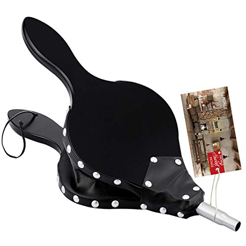 TJMOREE Fireplace Bellows Indoor 16x 65 Wood Fire Blower with Hanging Strap Metal Nozzle Great Tool for Fireplace Fire Pit Wood Stove BBQ Outdoor Camping  Black