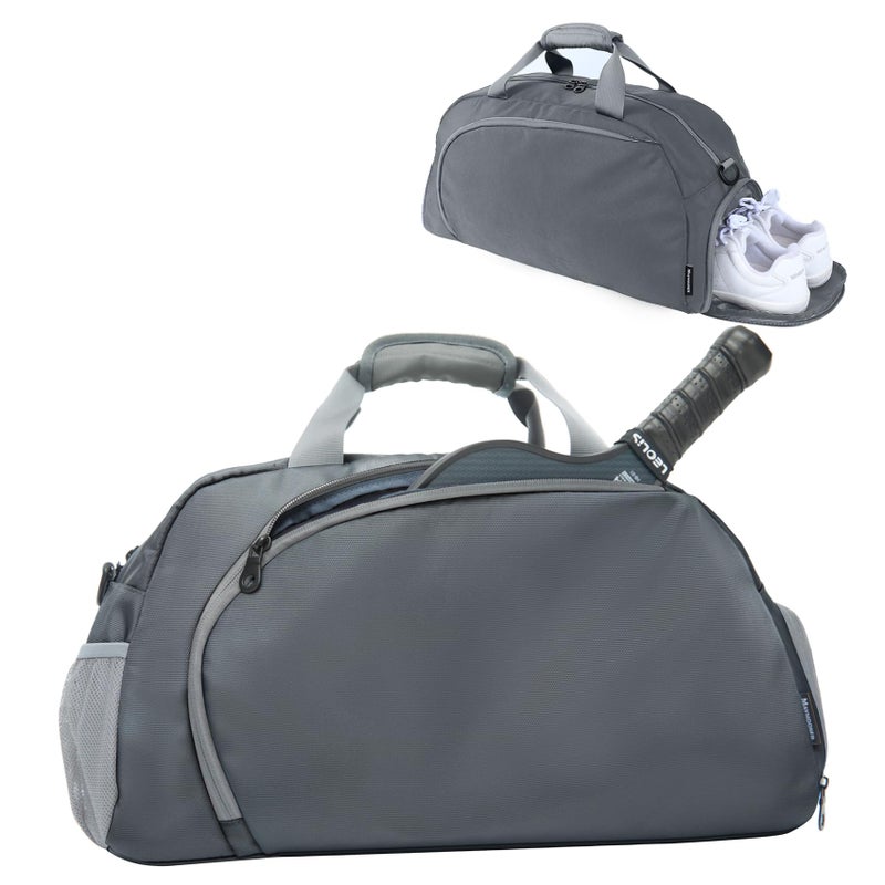 Maymooner Pickleball Bag with Shoes Compartment Wet Pocket for Men WomenWater Resistant Sport Gym Bag Small Travel Duffel Weekender Overnight BagsDark Grey - Image 2