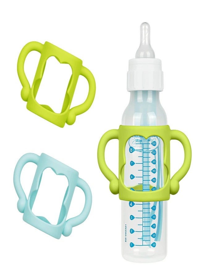 Aolso Silicone Baby Bottle Handles, 2PCS Bottle Handles for Dr Brown Narrow Bottles, Easy Grip Handles to Hold Baby Bottle, Easy Carry Handle Lightweight Bottle Handle(Green/Blue) - Image 1