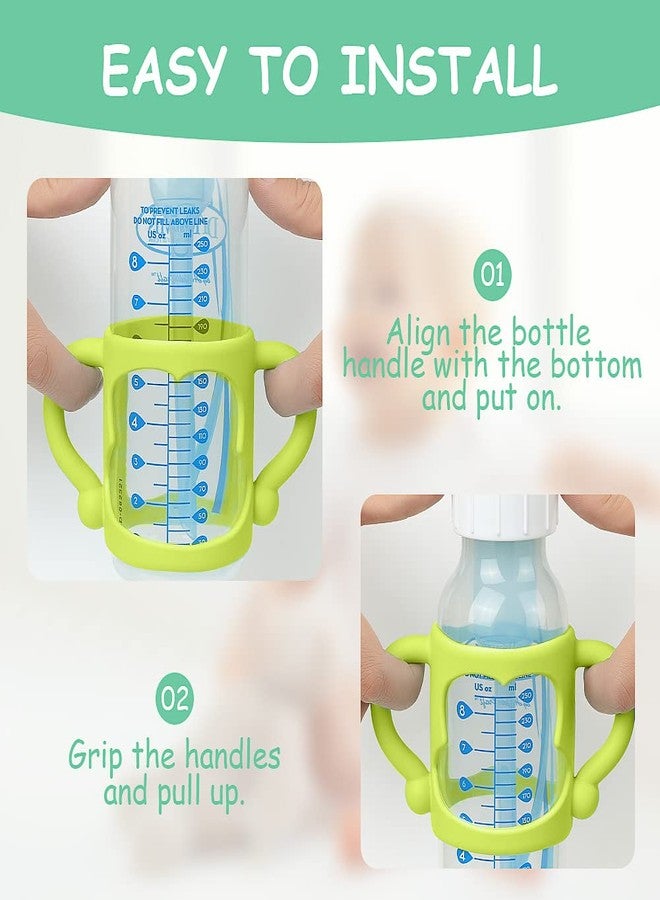 Aolso Silicone Baby Bottle Handles, 2PCS Bottle Handles for Dr Brown Narrow Bottles, Easy Grip Handles to Hold Baby Bottle, Easy Carry Handle Lightweight Bottle Handle(Green/Blue) - Image 5