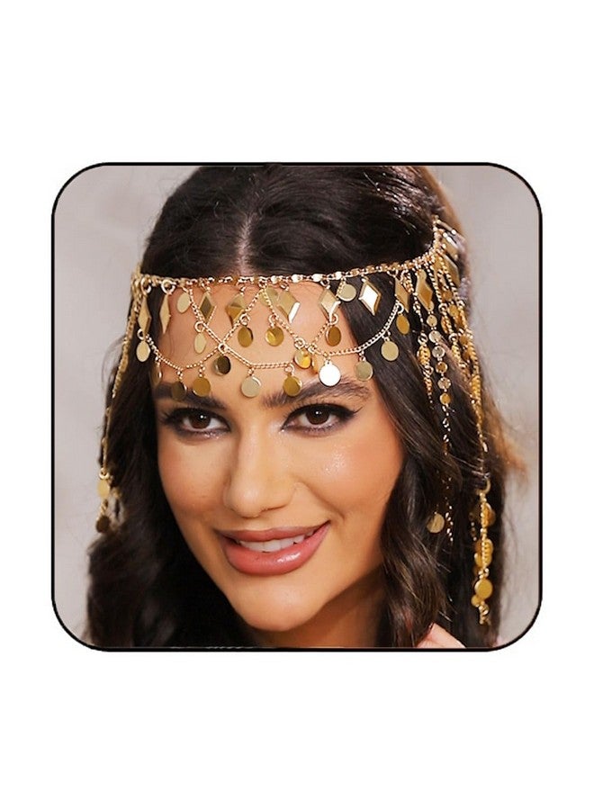 Aukmla سلسلة رأس ذهبية مزينة بخيوط التخرز إكسسوار رأس لاحتفالات الأزياء للنساء والفتيات - Image 1