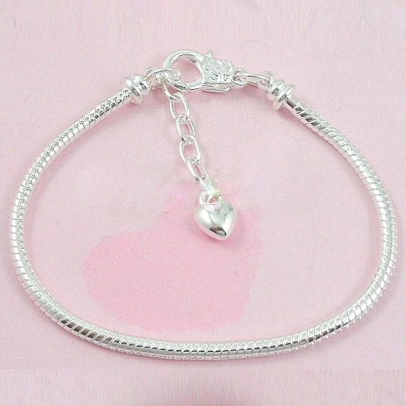 RUBYCA 5pcs Lobster European Style Snake Chain Bracelets fit Charm Beads 16-23cm Choose Size Color 16 CM Silver BRC-SNKCH2-WS-16CM-5PCS - Image 3