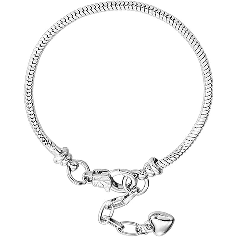 RUBYCA 5pcs Lobster European Style Snake Chain Bracelets fit Charm Beads 16-23cm Choose Size Color 16 CM Silver BRC-SNKCH2-WS-16CM-5PCS - Image 1