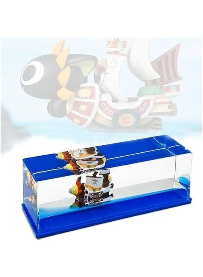 Unsinkable Boat Thousand Sunny Pirate Ship Model in a Box Bottle, Non Sinking Anime Fluid Drift Bottle Decorations Desk Decor Ornament for Fans Gifts - Image 1